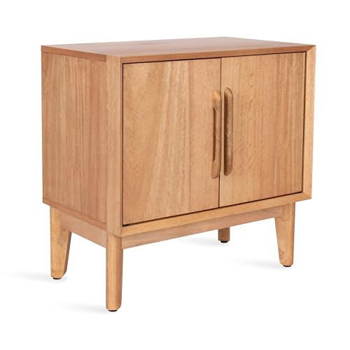 Kate and Laurel McCutcheon Modern Mango Wood Side Table with Storage Cabinet, 22 x 14 x 22, Natural, Transitional Wooden End Table for Use as Bedroom Nightstand or Entryway Decor Accent