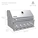 Spire Premium 5 Burner Built In Gas Grill Island Head, Stainless Steel 30 Inch Propane Grill with Rear Burner, 63,000 BTUs, 750 SQ In Racks, Dual Fuel Compatibility - 740-0788P