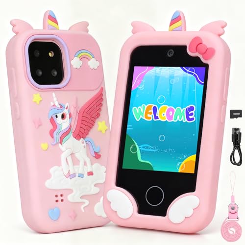 【IL REGALO PERFETTO PER LE BAMBINE】: Il set include: 1 x cellulare per bambini, 1 x custodia protettiva in silicone, 1 x scheda SD da 32 GB, 1 x cordino, 1 x cavo di ricarica. Design compatto ed elegante per un facile trasporto, con una batteria da 600 mAh per un uso prolungato. Il regalo ideale per la Festa dei Bambini, Natale, compleanni o qualsiasi occasione speciale: i bambini lo adoreranno immediatamente.