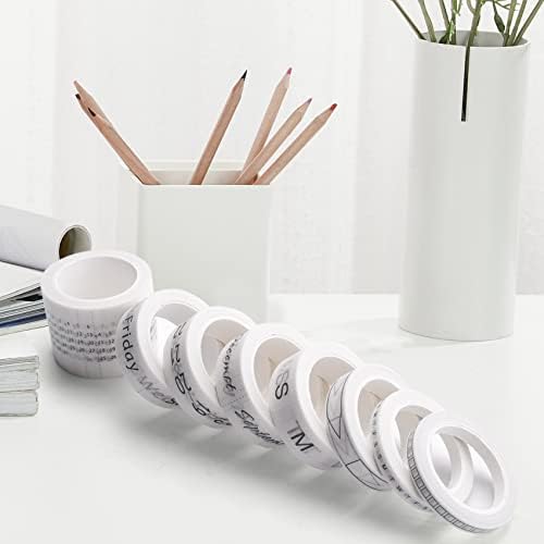 Bopfimer 8 Rolls Calendar Washi Tape Set Date Day Week Month Number Calendar Washi Masking Tape Decorative for Crafts Planner