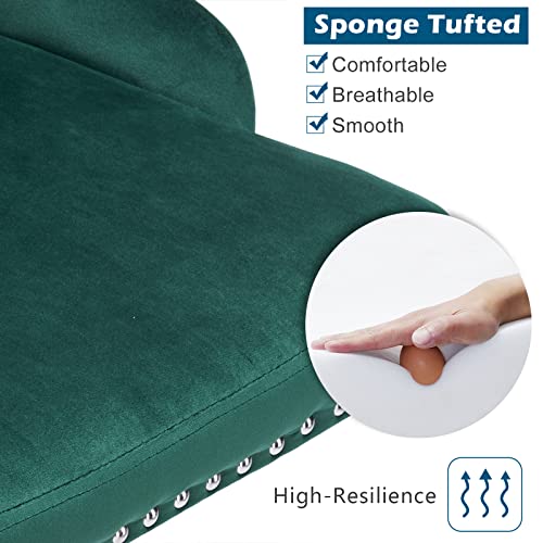 Vingli Velvet Office Chair, Modern Office Chair Velvet Desk Chair For Bedroom Upholstered Office Chair Swivel Chair With Wheels, Tufted Office Chair Accent Desk Chair For Home Office, Green #TOP3