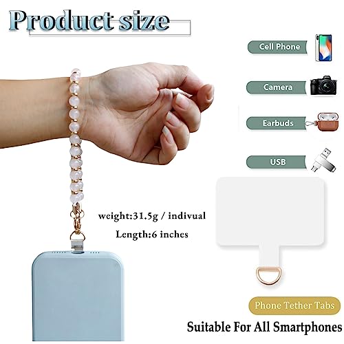 Lostars Marble Beaded Iphone Wrist Strap,Detachable Phone Bracelet Strap thumb #3