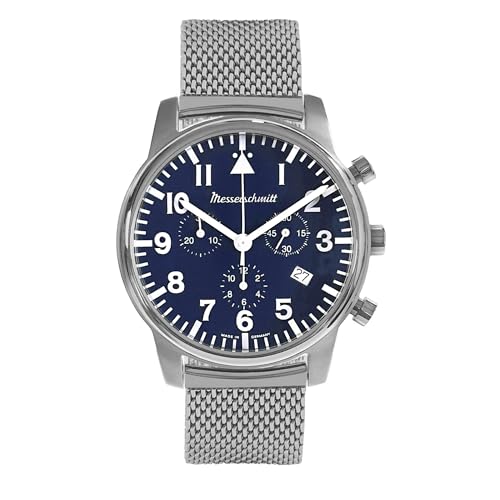 Messerschmitt Herrenuhr Chronograph Mesh Band/Blau ME-4544P-M