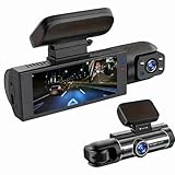 Dash Cam Front and Inside, Dual Car Camera with IR Night Vision, G-Sensor, Loop Recording, Parking Mode, Wide Angle Lens, 3.16 Inch Screen, Easy Setup for Cars