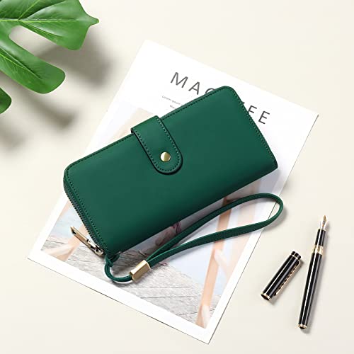 Image of GAEKEAO RFID Leather Wristlet Wallet for Women with Grip Strap