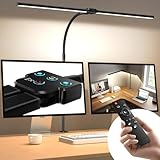 【2025新登場】Hoxhyon デスクライト LED クランプ式 卓上ライト 電気スタンド 目に優しい【ダブル光源 広範囲・高均一照明・無線リモコン・5段階調色調光・角度自由調節・タイマー】 デスクスタンド デスクランプ テーブルライト 読書/勉強/仕事 おしゃれ「24W・PSE認証済」