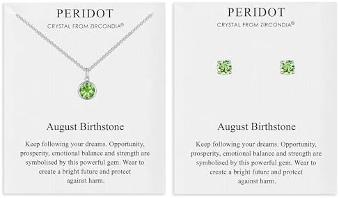 Philip Jones August (Peridot) Birthstone Necklace & Earrings Set Created with Zircondiaยฎ Crystals