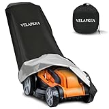 VELAPKEA Push Lawn Mower Cover, Heavy Duty 600D Polyester Waterproof with Reinforced Coating, Outdoor UV Protection, Double Drawstring for Secure Fit, Fits Most Models, Includes Storage Bag, Black
