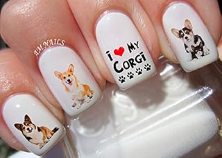 Welsh Corgi Dog Water Nail Art Transfers Stickers Decals - Set of 38 - A1355
