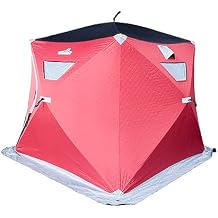 THUNDERBAY Ice Cube Series Pop-Up 3-4 Person Wide Bottom Ice Fishing Shelter, 39-56 Square Feet of Fishable Area, Portable 3-4 Person Ice Shanty