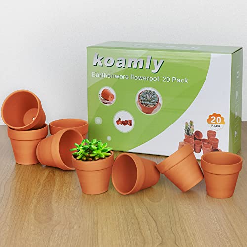 Koamly 20Pcs 3 Inchterra Cotta Plant Nursery Pots Mini Planters With Drains, Succulent Seedling Planters Best Gift For Aunt In Home Office, Window Sill, Wedding Decor #TOP6