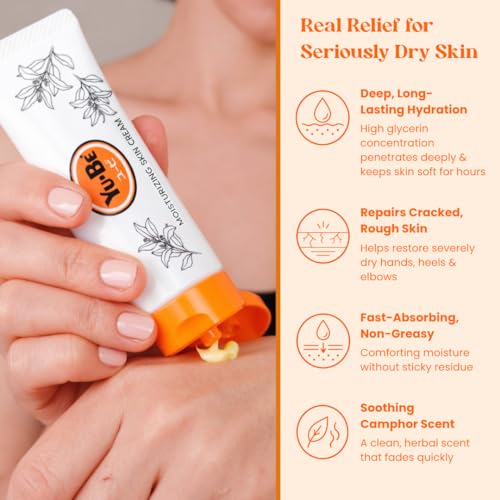 Yu-Be Moisturizing Skin Cream (Single) - Hydrating Cream for Night & Day | Relieving Moisturizer for Dry Skin | Safe for Face & Body | Softens Hands & Feet | Vegan | Paraben Free (1 fl oz/28mL x 1)