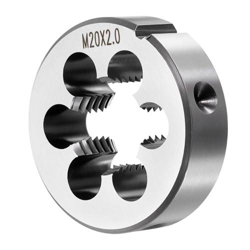 PATIKIL M20 x 2mm Round Threading Die, Metric Right Hand Alloy Steel Machine Thread, Non-Adjustable Repair Screw Cutting Tool for Mild Steel, Copper, Aluminum