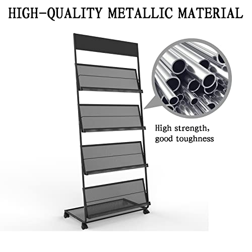 Tongmo BLACK Magazine Rack: Floor-Standing 4-Layer thumb #4