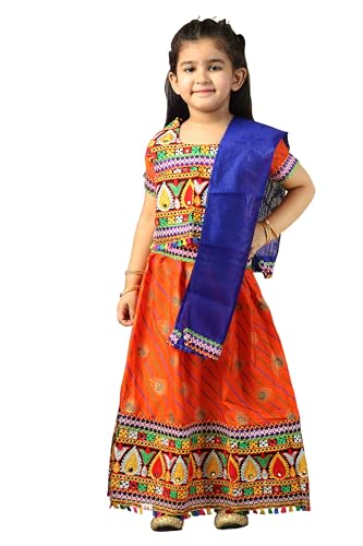 Image of AHHAAAA Kids Embroidered Traditional Ghoomar Lehenga Choli |Chania Choli|Radha Dress|Navratri /Dandiya /Garba Dress with Dupatta for Girls Y0040