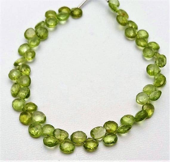 Peridot beads coeurs facettés haut de gamme LKBEADS 5 mm éclat naturel E0819