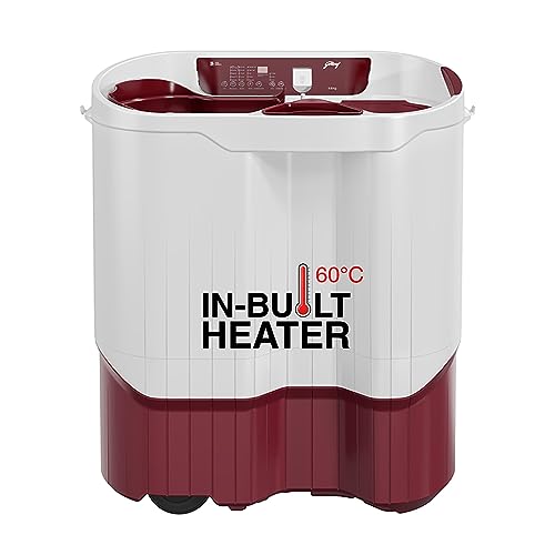 Image of Godrej 9 Kg 5 Star Semi-Automatic Top Load Washing Machine Appliance, More Than 99.99% Disinfection Against Viruses (WSEDGE DIGI 90 5.0 PB2 M WNRD, Wine Red)