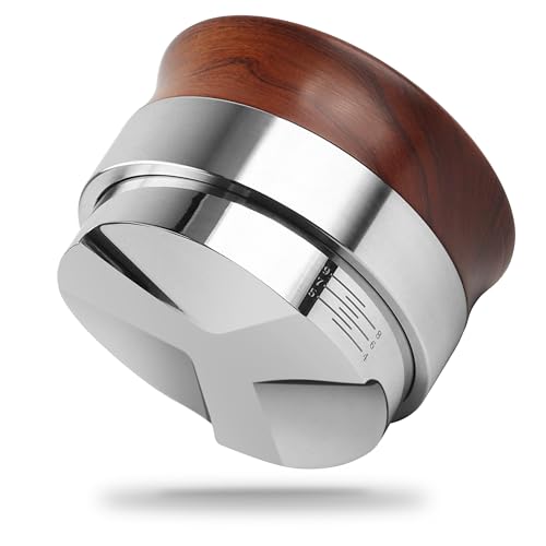 KYONANO 58mm Coffee Distributor, Espresso Distribution Tool, Adjustable Depth Espresso Tamper Leveler with Dalbergia Odorifera Wooden Handle Fits for 58mm Breville Gaggia E61 Portafilter