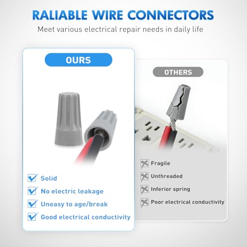 Image of Nilight 600PCS Gray Wire Connectors Kit 22-20 AWG Electric Wire Caps Insulating Insert Twist Electrical Wire Terminal with Spring for Connect Electrical Wiring Automotive Car Truck Boats Marine
