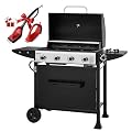 Grills House GH4001H 4-Burner Gas Grill, 49,000 BTU, Side Burner and Front Spice Rack, Side Shelf and Side Burner with Hooks,625 Sq.,Outdoor, Patio, Backyard, Balcony, Black