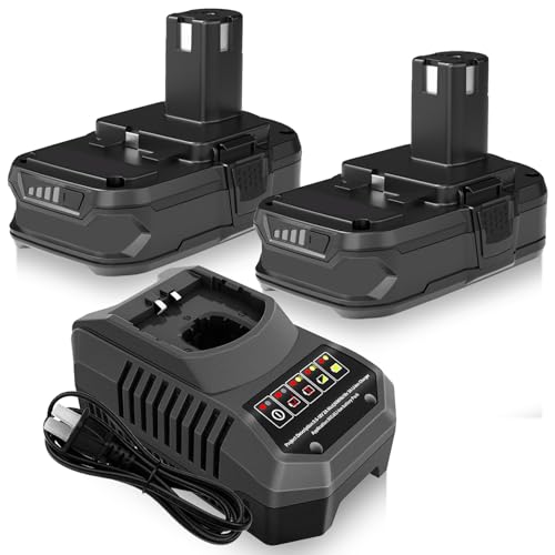 2 Packs 8.0Ah 18 Volt High Capacity Replacement for Ryobi 18V Battery 8000mAh, Compatible with Ryobi 18 Volt Lithium ion Battery P108 P107 P105 P104 P103 P102 Cordless Power Battery Tools (Black)