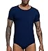 Landofgenie Adult Onesies For Men Short Sleeve Bodysuit Crotch Shirt Romper One Piece Pajamas Navy Blue S