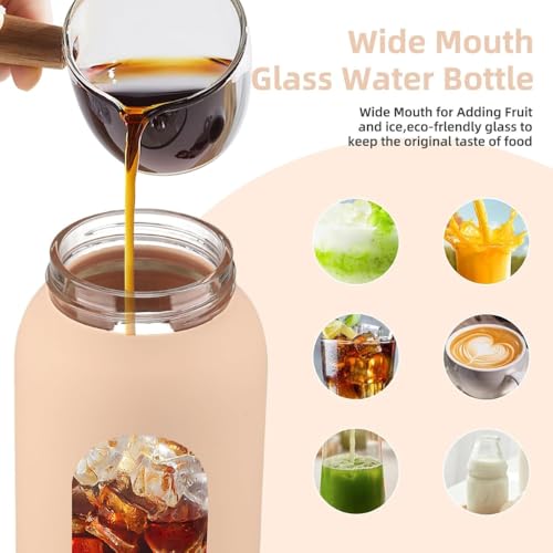 Image of Glassbunny 500ml Glass Water Bottle with Silicone Sleeve, BPA Free, Leak-Proof Stainless Steel Lid, Reusable Drinking Bottle for Hot & Cold, Ideal for Hiking Travel Gym & Office