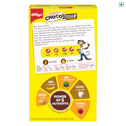 Image of Kellogg's Chocos, With Protein & Fibre Of 1 Roti* In Each Bowl*, 715G Pack & Crunchy Granola Chocolate & Almonds, Multigrain Flakes, 450G