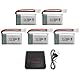 5PCS 3.7V 300mAh Li-ion Batterie mit 5-in-1-Ladegerät für Syma X11C WLToys V911S A120 XK A150 V966 FX801 UDI U816A Hubsan H107L F180W F180C HS170 HS170C HS177 Quadrocopter-Drohnenbatterie