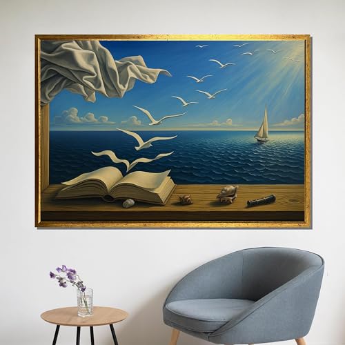 Peinture sur toile Voyage de l'Imagination par TONGYINLI - Tableau de 50x75cm avec cadre
