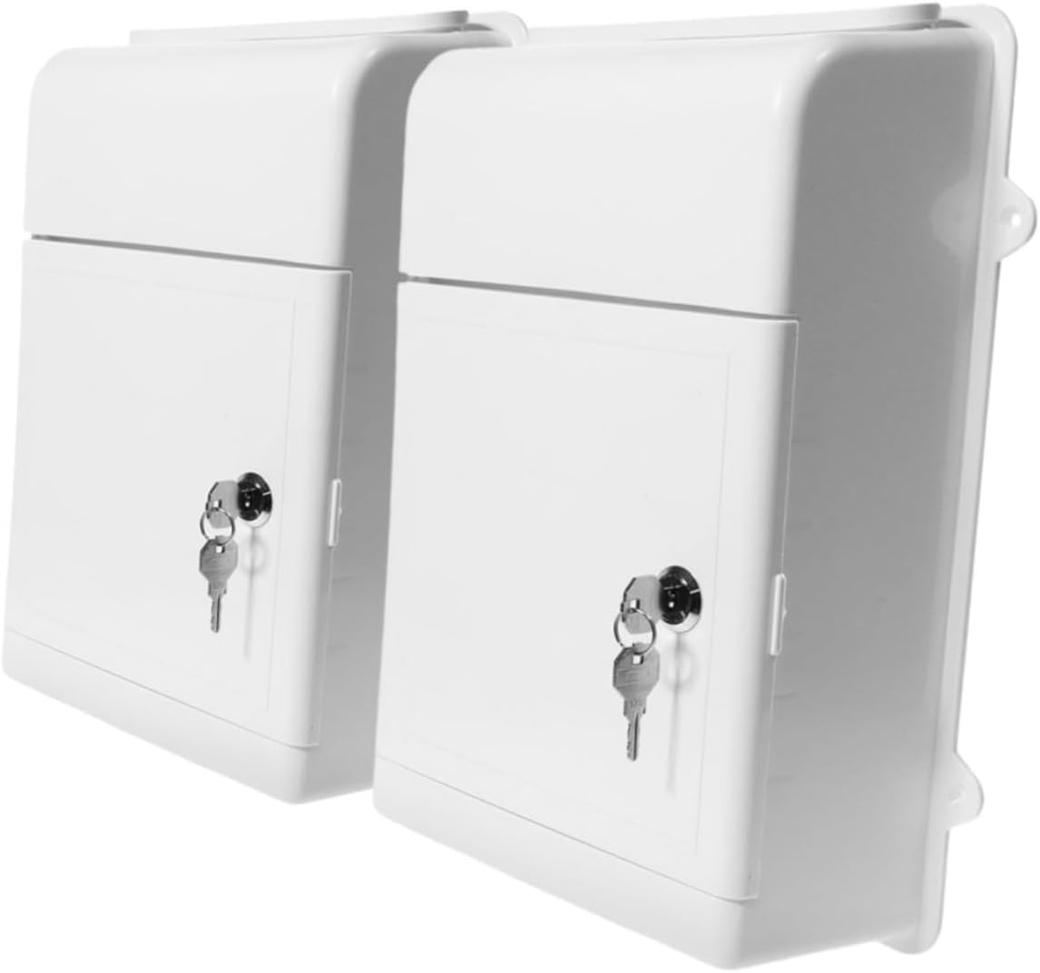 Tofficu 2set Outdoor Mailbox Wall Mount Mailbox Lock White for Office Community Weatherproof Letter Collection Box