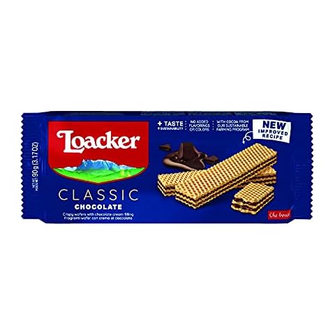 Loacker Wafers, Chocolate Flavour Wafer Biscuits, Classic Italian Biscuits, All Natural Ingredients, Light Snack,90 g (Pack of 1) Cover