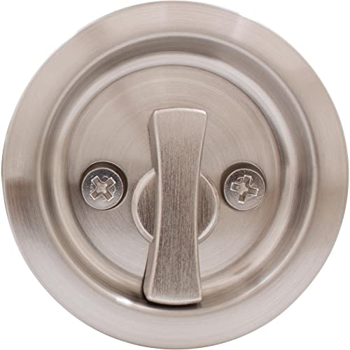 Round Pocket Door Lock, Privacy (Bed/Bath) Latch, 2-3/4" Backset, Rcl, Satin Nickel By Stone Harbor Hardware #TOP2