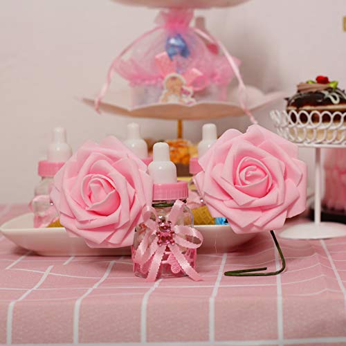 Baby Bottles For Baby Shower, 24Pcs Mini Girl Baby Shower Favors Candy Bottle With 5Pcs Artificial Rose For Newborn Baby Baptism Party, Baby Shower Party Décor,Pink,Noex Direct (Bottle Rose-1) #TOP5