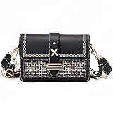 zhongningyifeng Bolso cruzado para mujer, bolso de hombro de cuero, bolsos pequeños a la moda, bolso negro