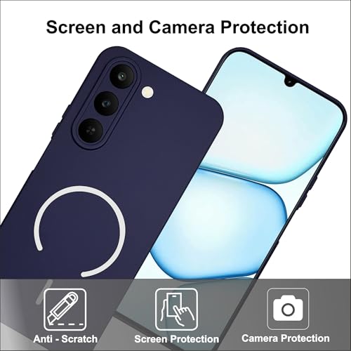Image of SBMS Silicone Back Cover Case for Realme C83 5G /Narzo 100 Lite /P4 Lite | Soft Micro-Fibre Lining Inside | Magsafe Print On Back Side Camera Protection Bump | Shockproof Case Realme C83 5G (Blue)