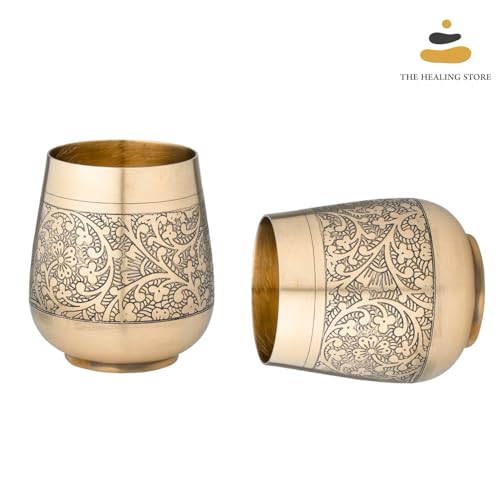 Image of THE HEALING STORE Bronze Kansa Glass, 200 ml Capacity, Gold, Medium Size (Glass 5)