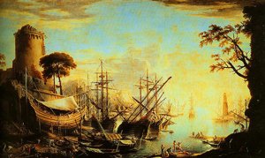 Peinture à l'huile Salvator Rosa reproduction d'art sur toile Seascape 36x48