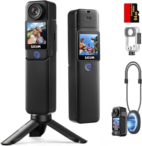 SJCAM C300 64GB 4K vlog�J���� Pocket 7���Ԏ����o�b�e���[�b�f���A���^�b�`�X�N���[���b154°����p�|�P�b�g�n���h�w���h�J�����u ���b�N