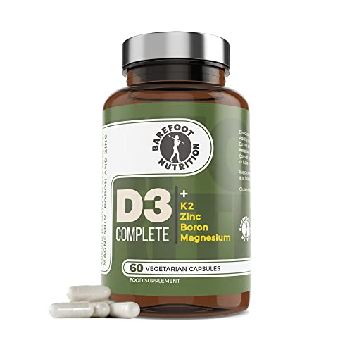 Barefoot Nutrition Vitamin D3 4000 IU with K2, Magnesium, Boron & Zinc, 60 Capsules