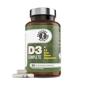 Barefoot Nutrition – Vitamin D3 Complete 4000 IU, with Vitamin K2 MK-7, Magnesium, Boron & Zinc Supplement, High Strength Formula for Bone and Normal Health Function, 60 Capsules