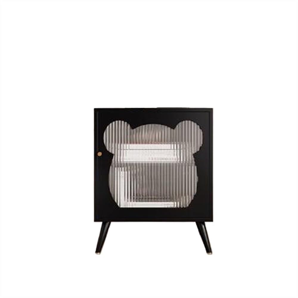 Table de nuit avec rangement compact en métal noir pour optimiser l'espace