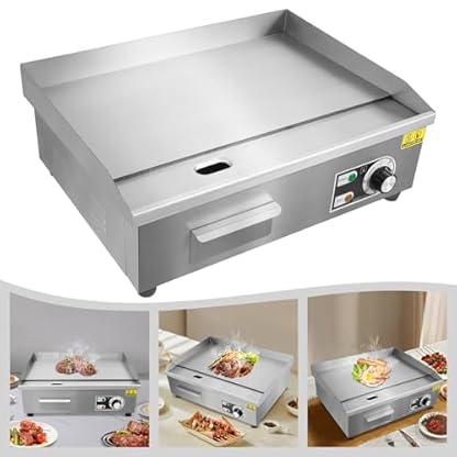 LENDISIY Plancha Grillplatte Elektrisch, 3000W Elektrogrill Gastronomie Tischgrill Griddleplatte Edelstahl Griddleplatte, 50-300°C Temperature Einstellbare, mit Rutschfeste Gummifüße – Bild 6