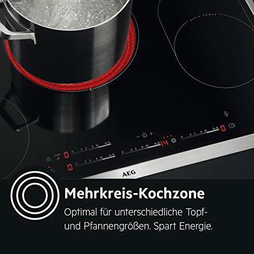 AEG HKA6507RAD Inbouwkookplaat, autonome keramische kookplaat met eco-timer en 3-traps restwarmteweergave, 4 snel opgloeiende kookzones, 60 cm kookplaat met multifunctionele kookzone, zwart/zilver - Image 6