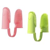 2 Stück Hunde-Fingerzahnbürste, Doppelfinger, Katzen-Zahnbürsten, weiche...