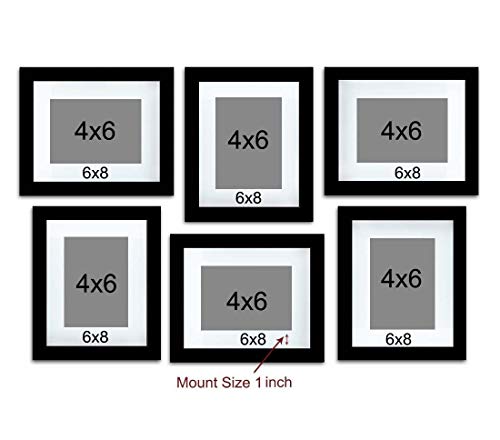Image of PAINTINGMANTRA Decorative Premium Set of 6 Individual Wall Photo Frame (6 inch X 8 inch Picture Size matted to 4 inch x 6 inch)