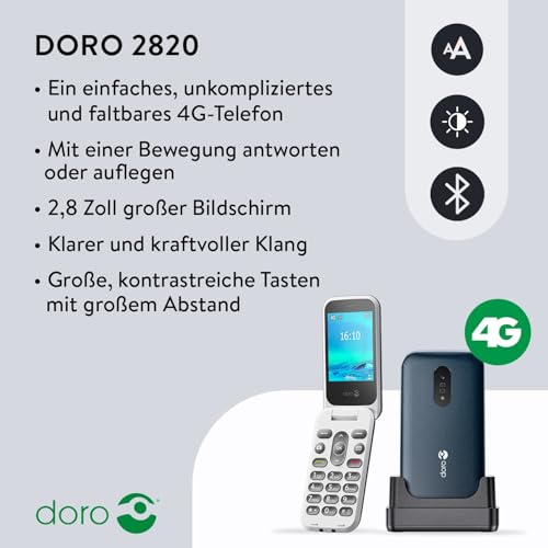 Doro 2820 Seniorenhandy Klapptelefon mit 4G und großer Tasten