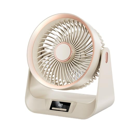 CARISSETT Ventilador portátil recargable de 10000 mAh, funciona con pilas, USB, 5 velocidades, flujo de aire para oficina, escritorio, viajes, camping, recargable
