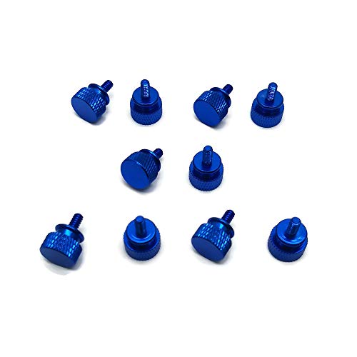 Primeonly27 10x Anodized Aluminum Computer Case Thumbscrews (6-32 Thread) for Computer Cover/Power Supply/PCI Slots/Hard Drives DIY Blue