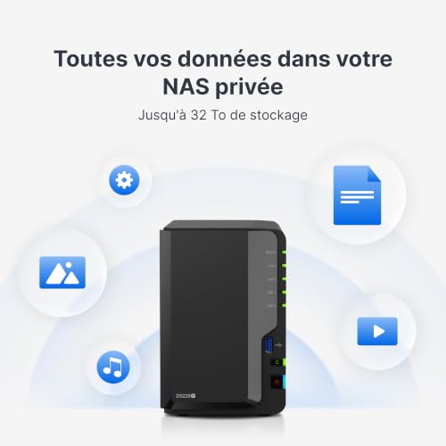 Synology DS225+ 2-Bay Diskstation NAS (Intel Celeron J4125 4-Core 2.0 GHz 2GB DDR4 RAM 2xRJ-45 1GbE LAN-Port)